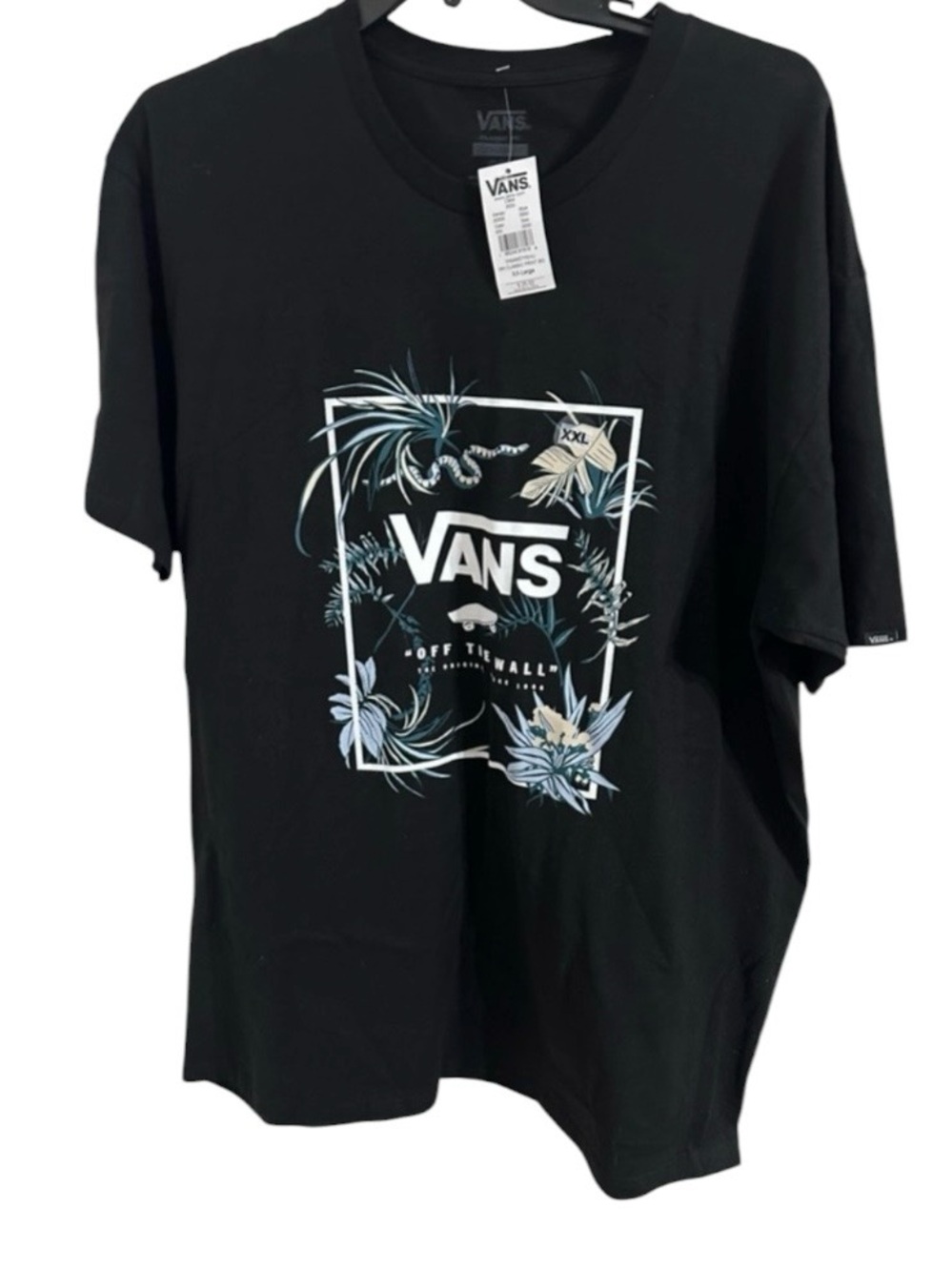 Vans Classic Fit Graphic Tee Black Floral Logo Shirt XXL NWT